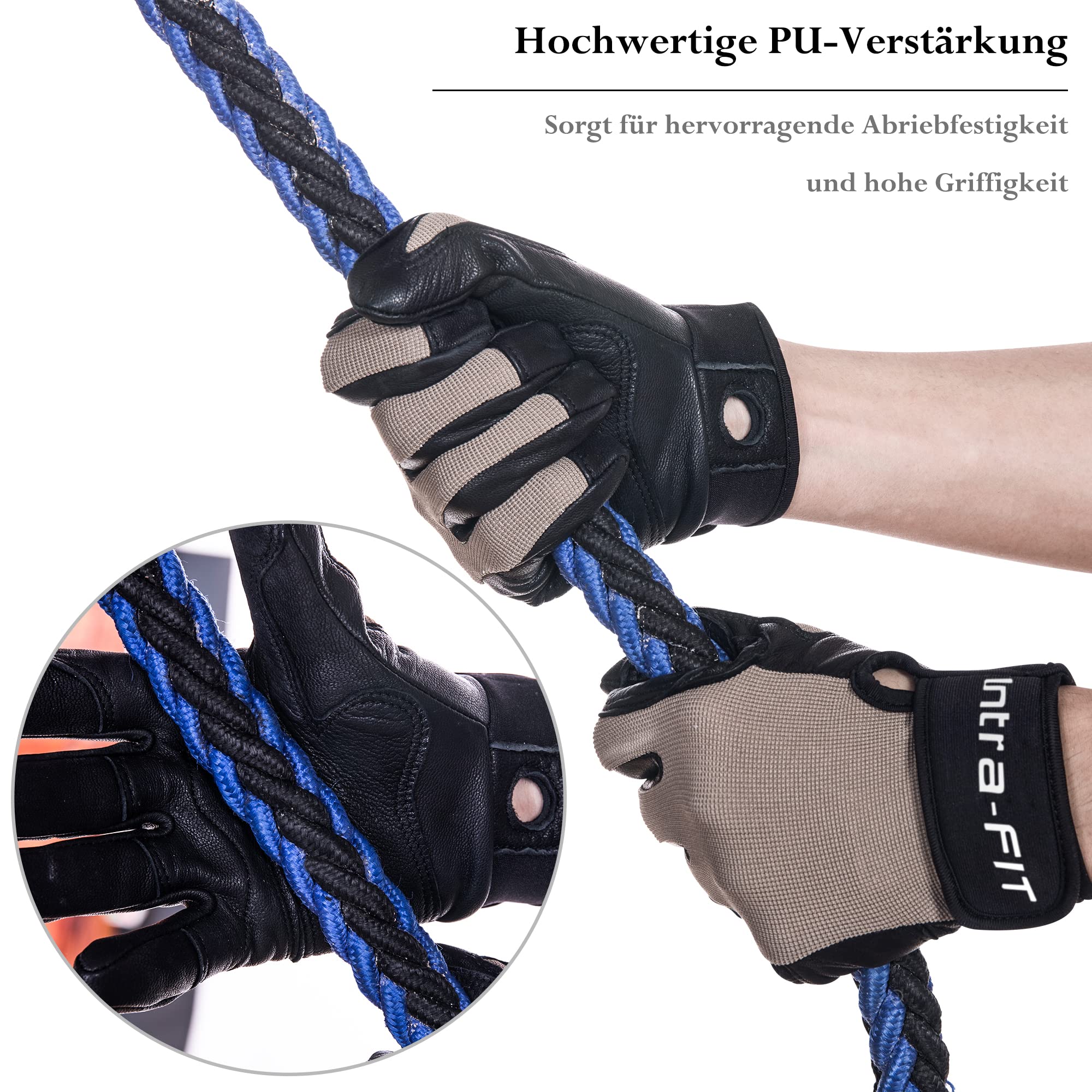 Kletterhandschuhe strapazierfähiger Ziegenleder Arbeitshandschuhe Abriebschutz Kletter Sporthandschuhe Seil Handschuhe für Abseilen, Bergsteigen, Abenteuer, Outdoor-Sport,Rettung