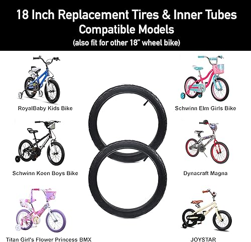 Vista 38 de CALPALMY (2 Sets) 12"/14"/16"/18"/20" Bike Replacement Tires and Inner Tubes for MTB, BMX, Kids Bike - Compatible with RoyalBaby, Joystar, Dynacraft