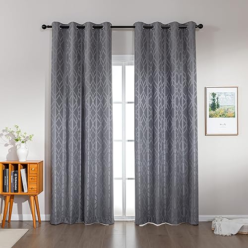 Miniatura 11 de Amazon Basics Cortinas Jacquard 100% opacas de 2 piezas, cortinas para sala de estar y dormitorio, tratamiento de ventana con aislamiento térmico,