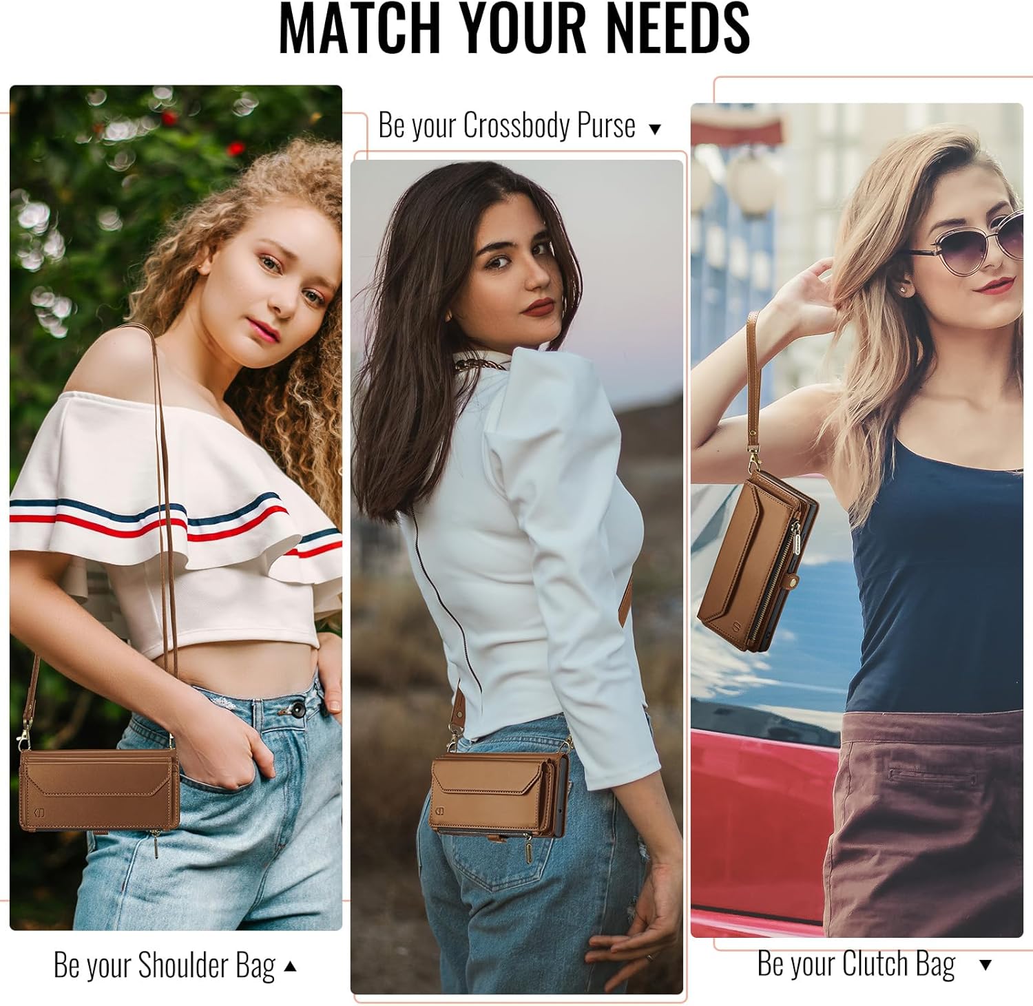 Wallet Case Compatible with iPhone 17 Pro Max 6.9" RFID Blocking 10-Card Holder Soft PU Leather Magnetic Snap Shoulder Strap Zipper Pocket Phone Case Fit for iPhone 17 Pro Max - Brown - Image 9