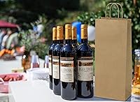 Vista 6 de Poever Bolsas de papel kraft para vino con asas de 5.25 x 3.25 x 13 pulgadas para botellas de bebidas alcohólicas de whisky, 25