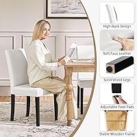 Vista 6 de Yaheetech Juego de 2 Sillas de Comedor Modernas de Cuero Sintético para Comedor con Patas de Madera de Goma y Asiento Acolchado para Cocina/Sala