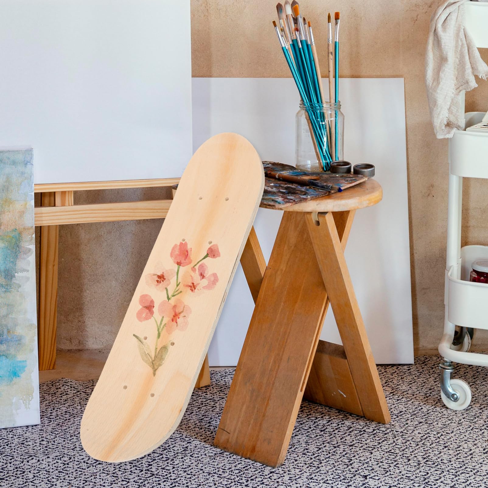Anneome 3 Stück Blank Skateboard Deck aus Leichtem Ahornholz Doppelseitig Roh für DIY Graffiti Malerei Robustes zum Kreativen Bemalen