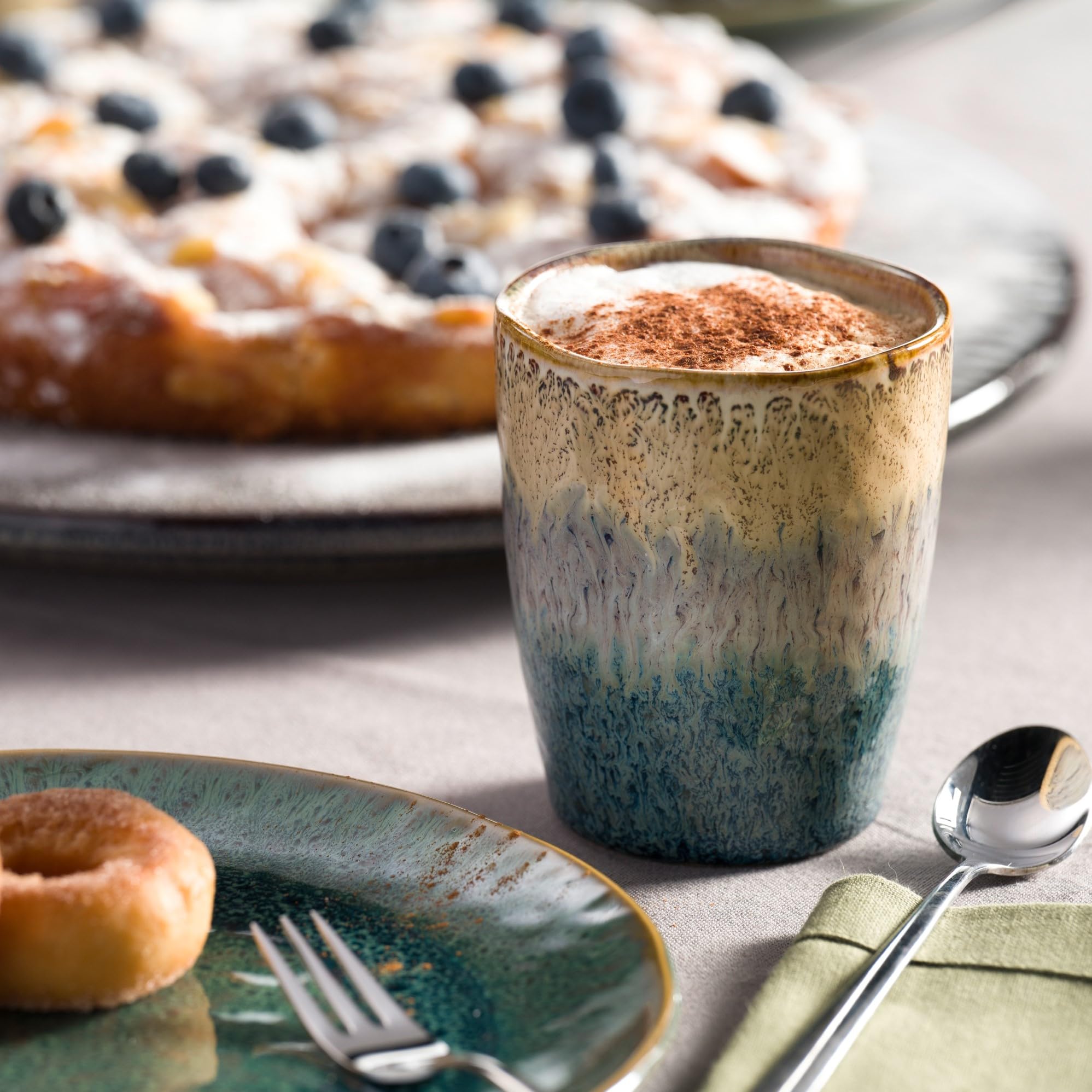 LEONARDO HOME Matera 4-częściowy zestaw kubków – duże kubki ceramiczne – pojemność 300 ml – ręczne wykonanie – nadają się do kuchenki mikrofalowej, nadają się do mycia w zmywarce – zestaw 4 szt. w