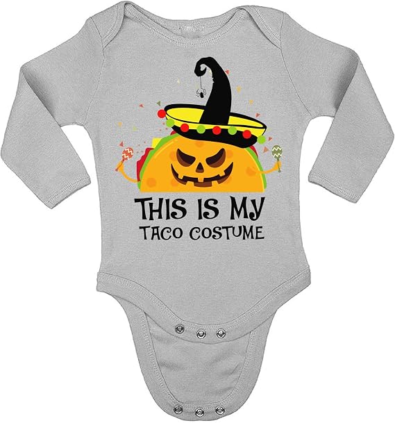 Vizor Halloween Bodysuit Taco Print Baby Romper Grey 6M