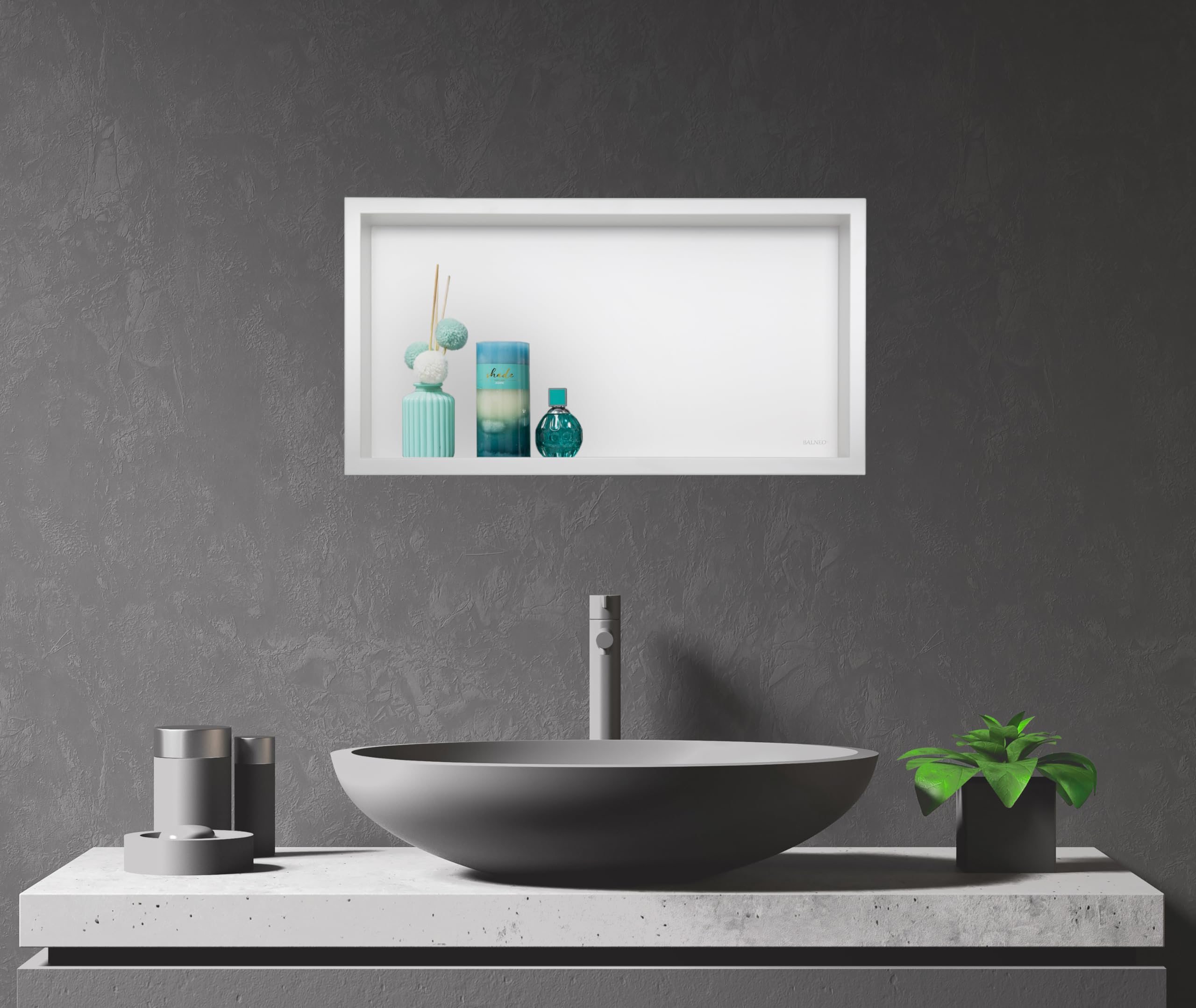 Wall-Box ONE Nicho de Ducha Blanco 30x20x10cm Nicho de Ducha de Pared, Instalación de Nicho Flexible, Blanco, Impermeable, Nicho para Utensilios de baño, Sin Azulejos