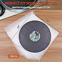 Vista 6 de Fundas interiores para discos de vinilo, 30 fundas interiores de vinilo LP antiestáticas de 12 pulgadas, fundas protectoras de vinilo de plástico