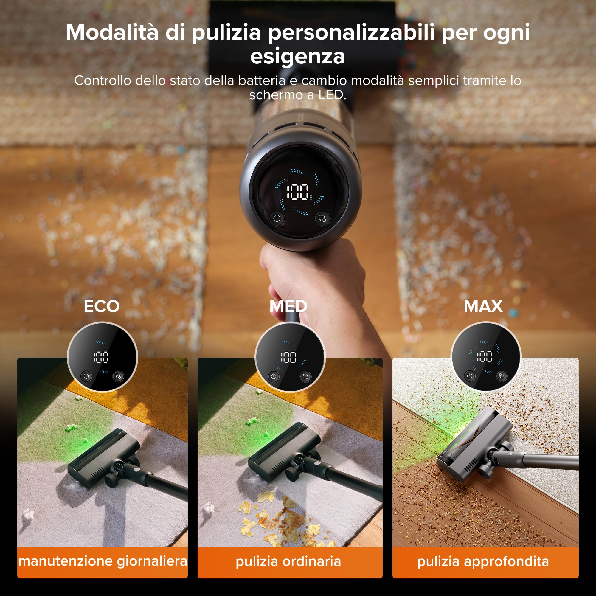roborock H60 Hub Ultra Aspirapolvere Senza Fili con Base Auto-Svuotante, 210 AW Aspirazione Potente, 90 min, Luci LED 140°, Spazzola Anti-Groviglio Multisuperficie, per Peli di Animali, Tappeti
