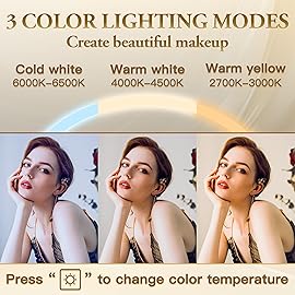 ROLOVE Vanity Mirror with Lights, 32 x 22 Large Lighted Vanity Mirror with Dimmable 3 Modes, LED Makeup Mirror, 10X Magnification, USB Charging Port, Tabletop or Wall-Mounted Square Gold