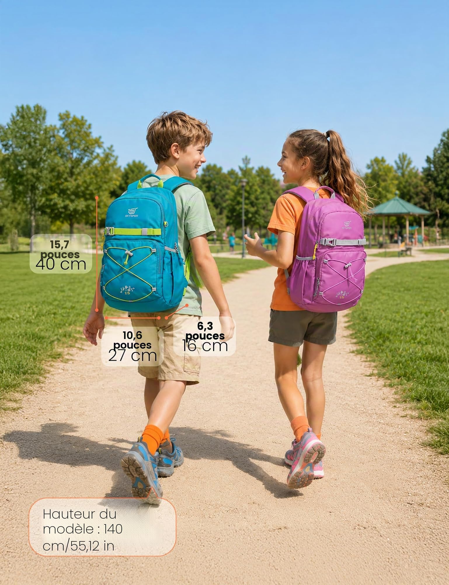 SKYSPER Sac à dos pour enfants 15L confortable sac à dos de randonnée pour enfants randonnée pour garçons & filles Outdoor
