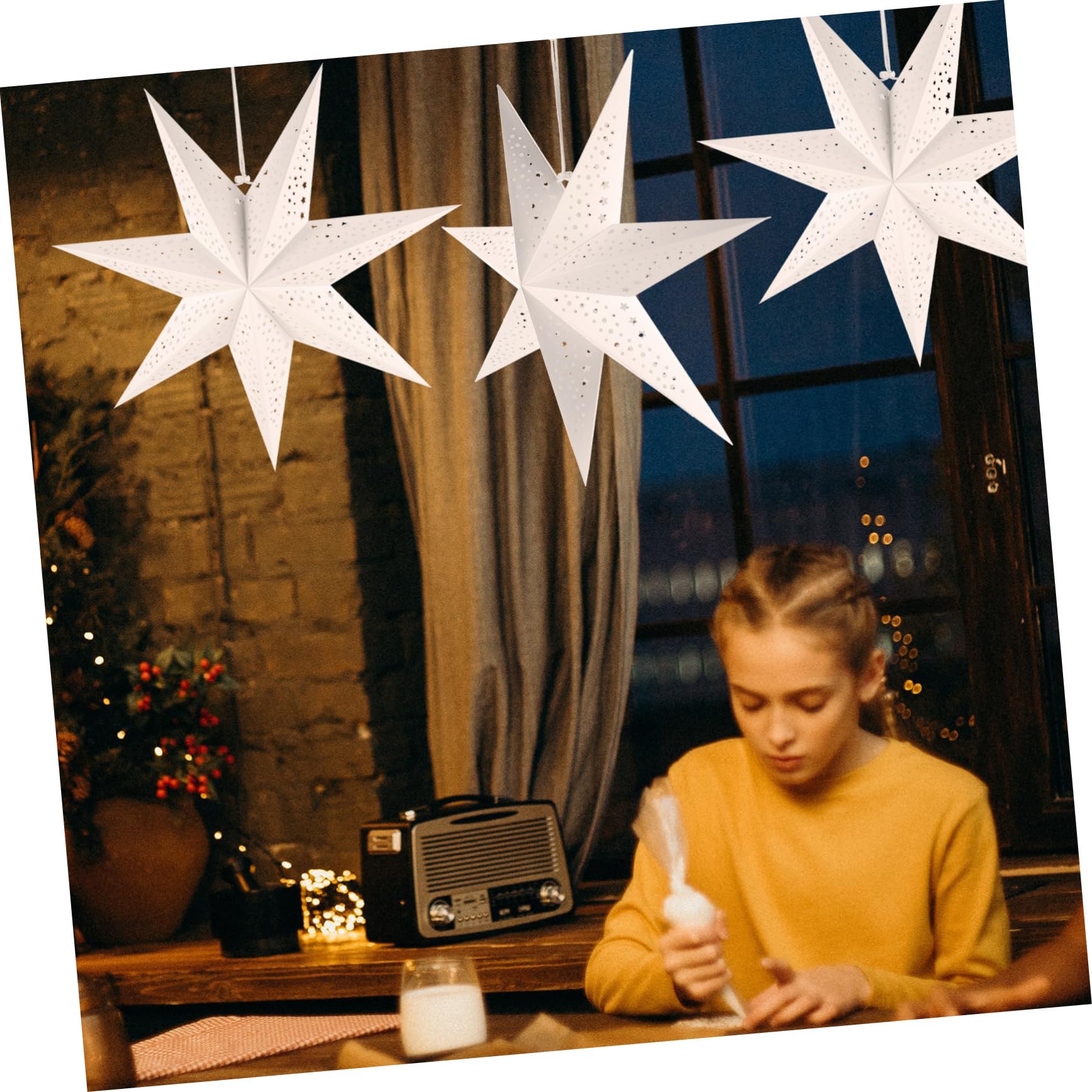 Hemobllo 9stücke Papierstern Lampenschirm Weihnachtsdeko Für Festliche Anlässe Einfach Aufzuhängen Elegantes Design Für Weihnachten Und Partys