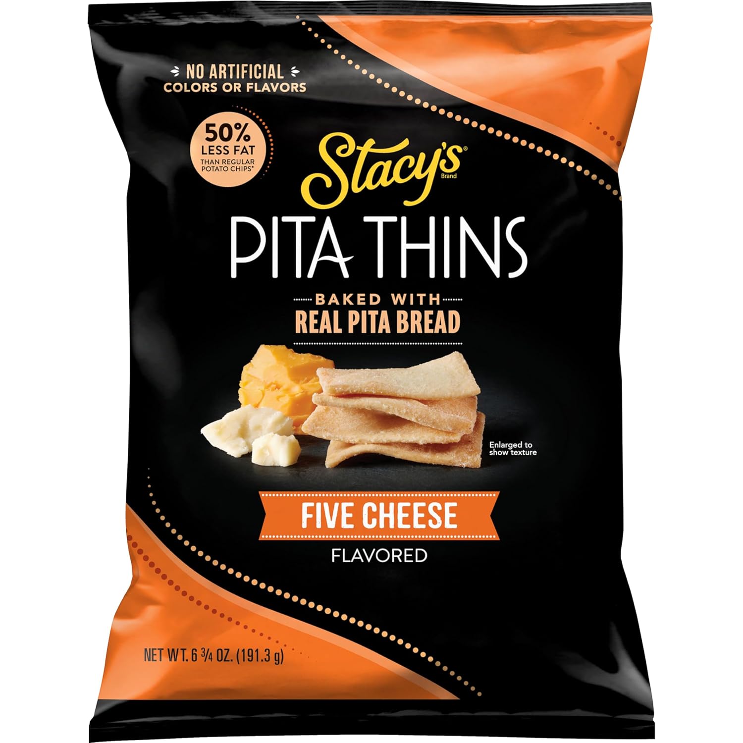 Stacy’s Pita Thins, Five Cheese, No Artificial Colors or Flavors, 6.75oz Bag Five Cheese 6.75 Ounce (Pack of 1)