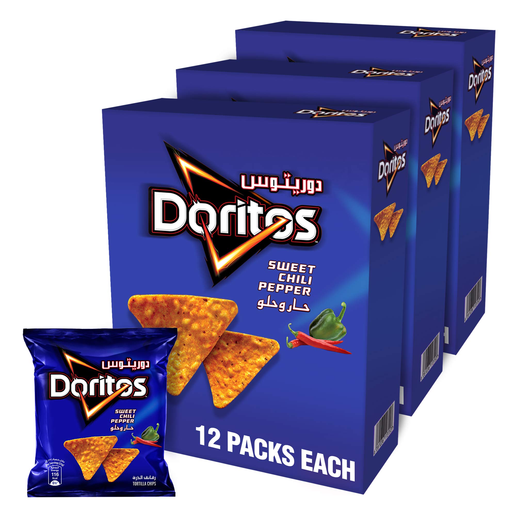 Doritos Sweet Chili Tortilla Chips 23gm x 12 Pack of 3