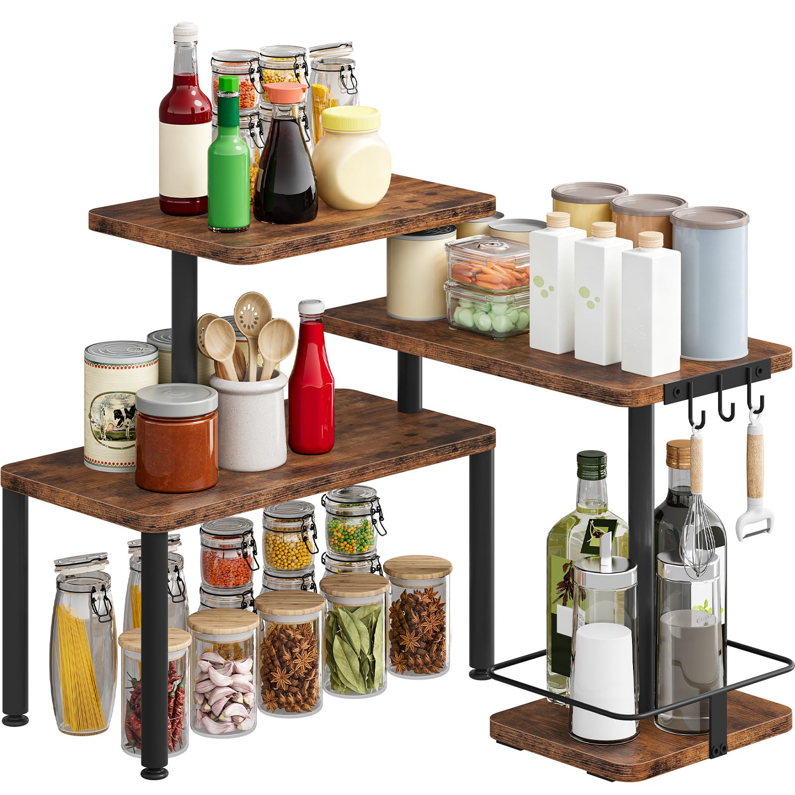 HOOBRO Spice Rack, Kitchen Corner Shelf, Kitchen Corner Storage