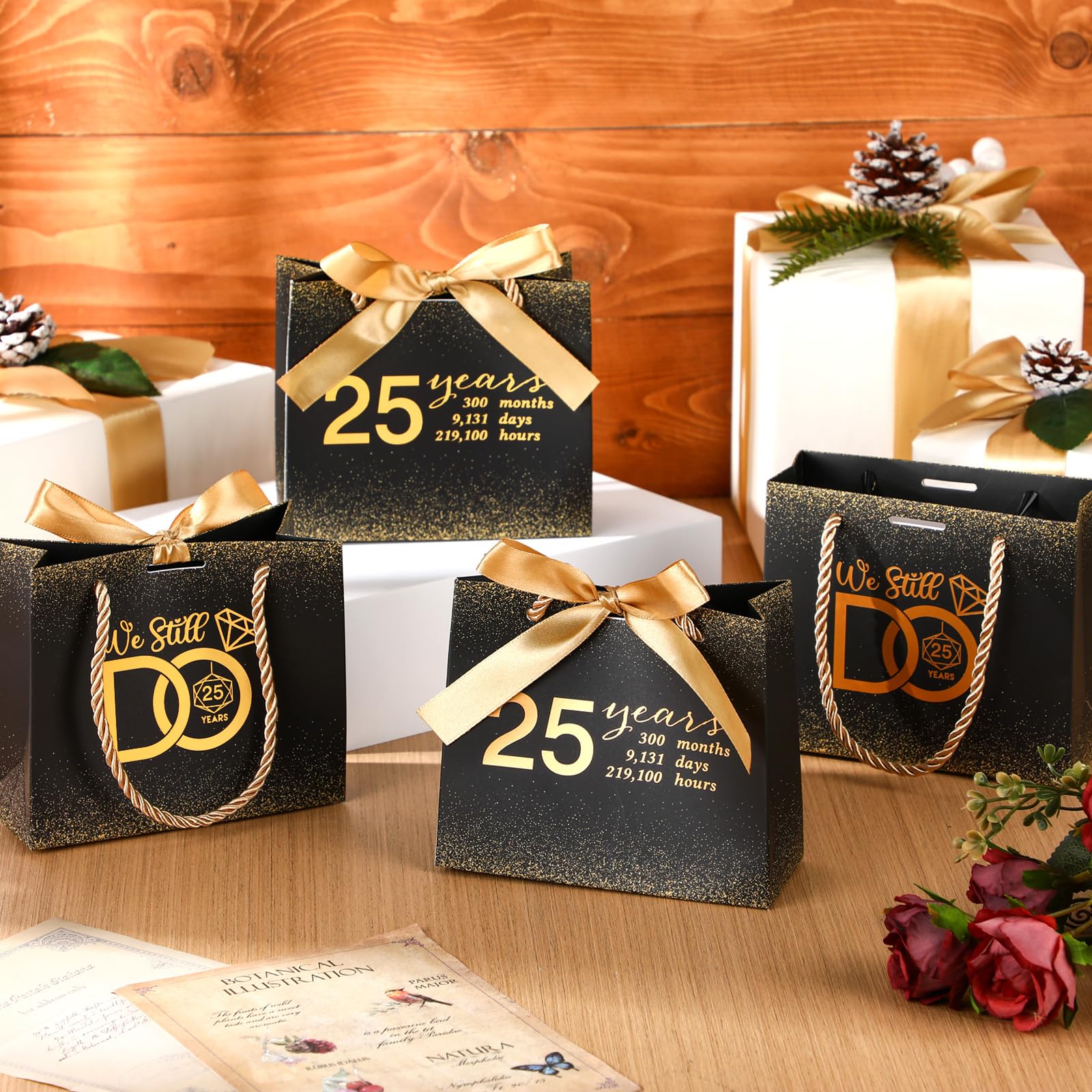 Bolsas De Papel Amarillas Con Asas Blancas - 25 Unidades | Regalos, Bodas, Cumpleaños, DIY
