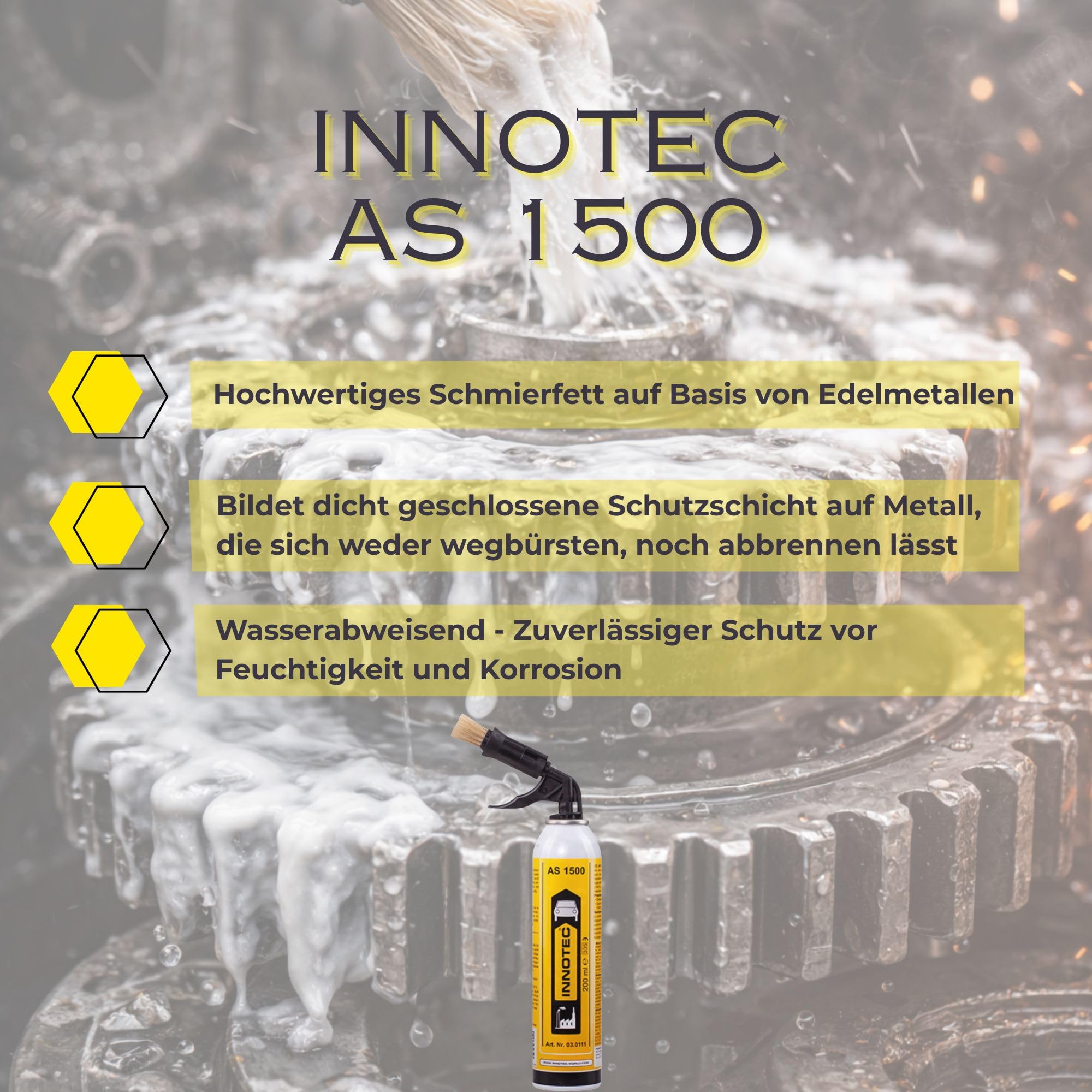 Innotec AS 1500 – Hochtemperatur-Montagefett – Schmier- und Trennmittel für extreme Temperaturen – Wartung & Montage von Bremsanlagen, Schrauben & Maschinenteilen – schützt vor Festfressen & Korrosion