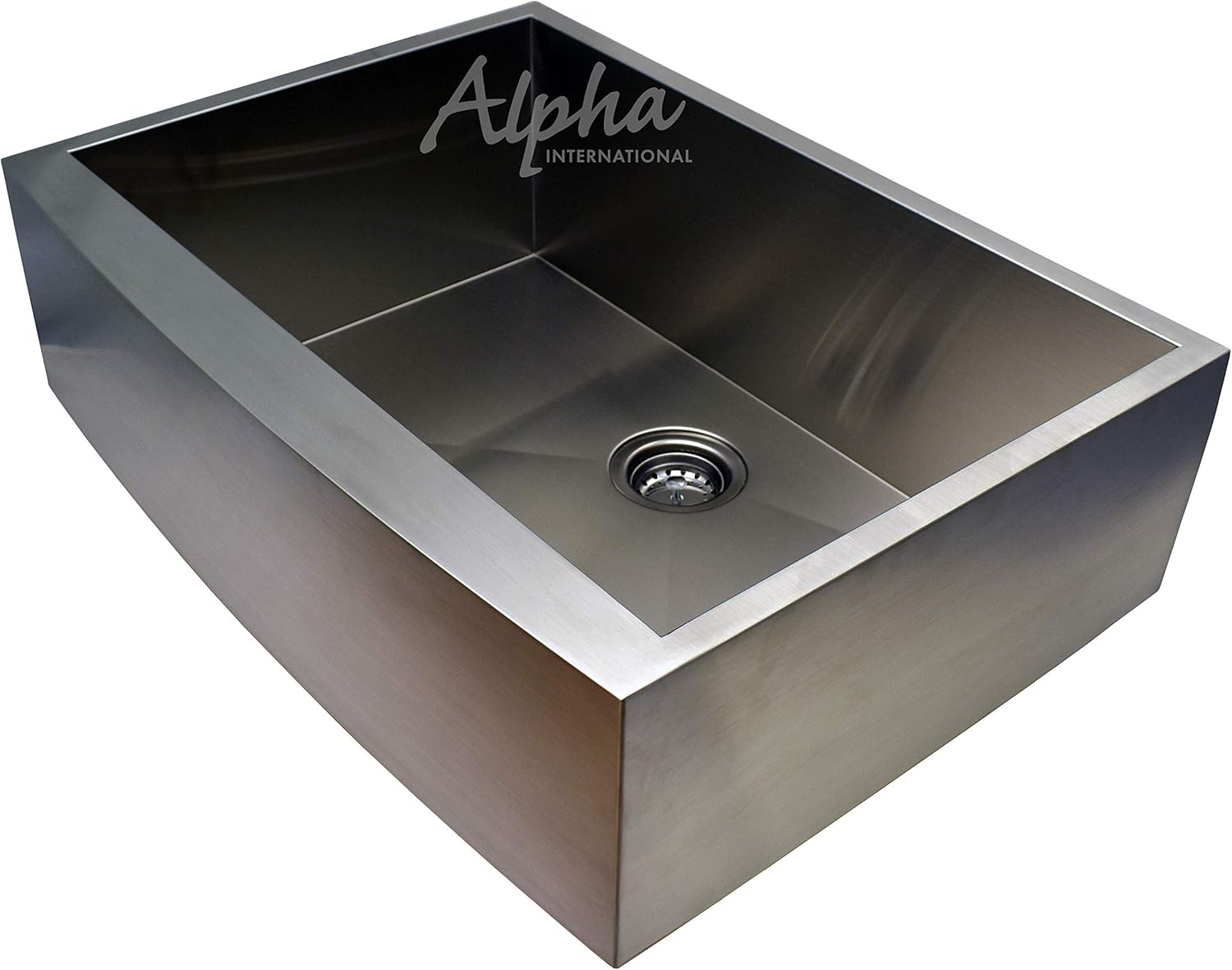 Alpha Sinks Apron Sink 27" Farmhouse Sink, Stainless Steel, AntiCondensation, Curved Apron