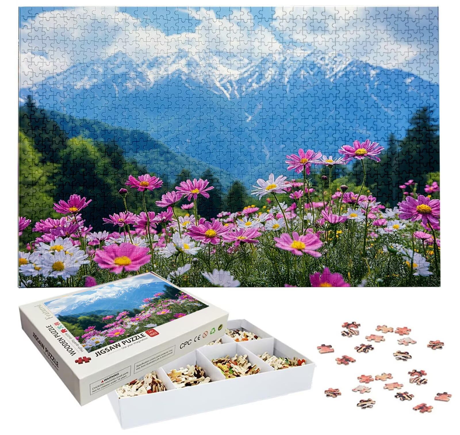 Puzzle Montagne 6000 Pièces Adultes, Puzzle 6000 Pièces pour Adultes et Enfants à Partir de 14 Ans, Marguerite Puzzles Bois de Qualité Supérieure avec Une Boîte d'emballage Exquise Cadeaux Noël H-1592