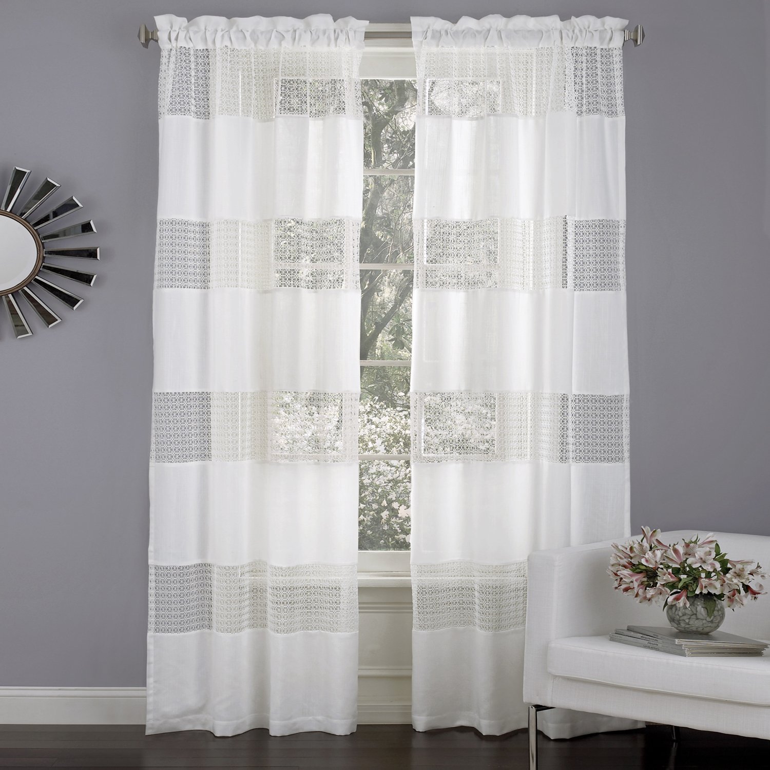 Laura AshleyBelle Heather Window Treatment Panel, White 80 x 84, White