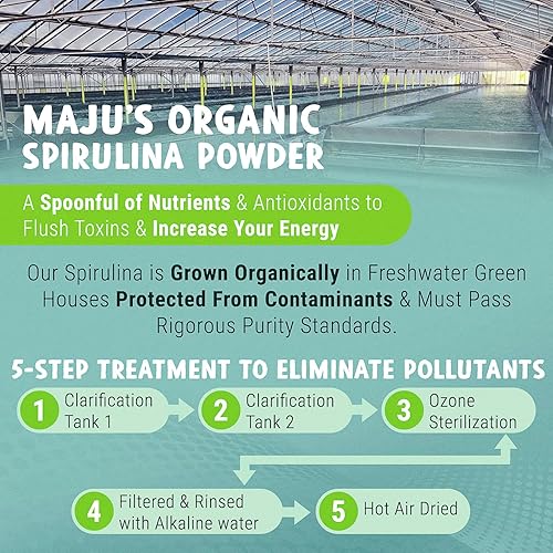Miniatura 2 de Polvo de espirulina cultivado en california número 1 no irradiado sin transgénicos libro electrónico de recetas con la compra idioma español no