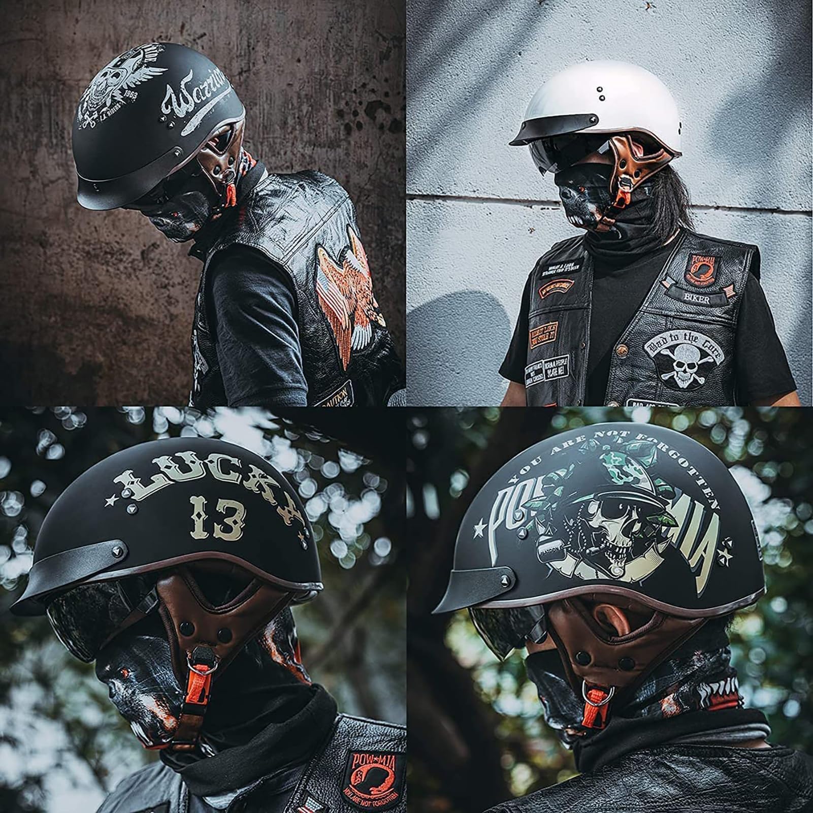 Casque Demi Jet Casque Ouvert Casque Jet Rétro Casque Bol Homologué ECE Visière Intégrée Casque de Crash Cruiser Chopper Casque de Scooter for Hommes Femmes ( Color : M , Size : M=(57~58cm) )