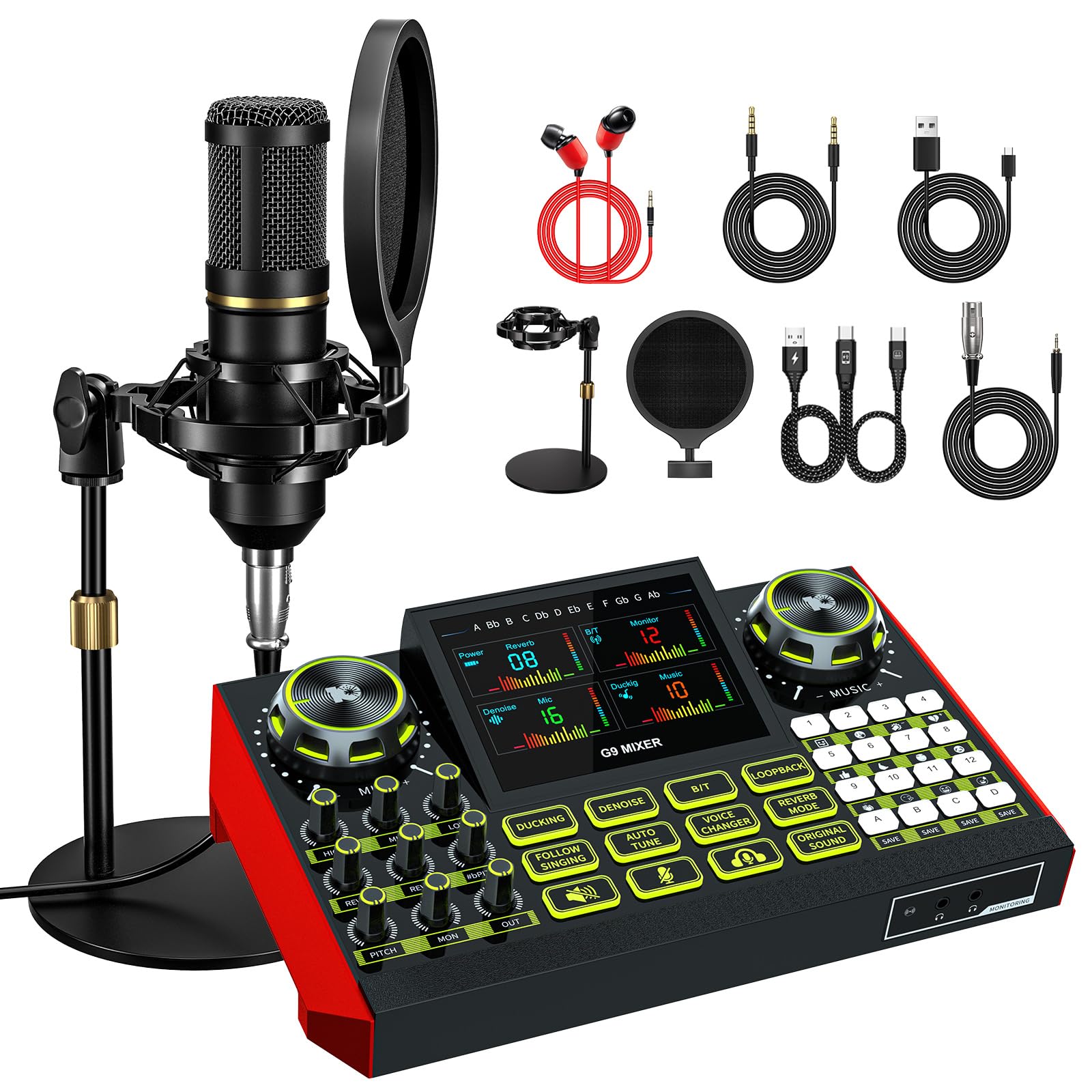 Amazon.com: Podcast Microphone Bundle with Live Sound Card Audio