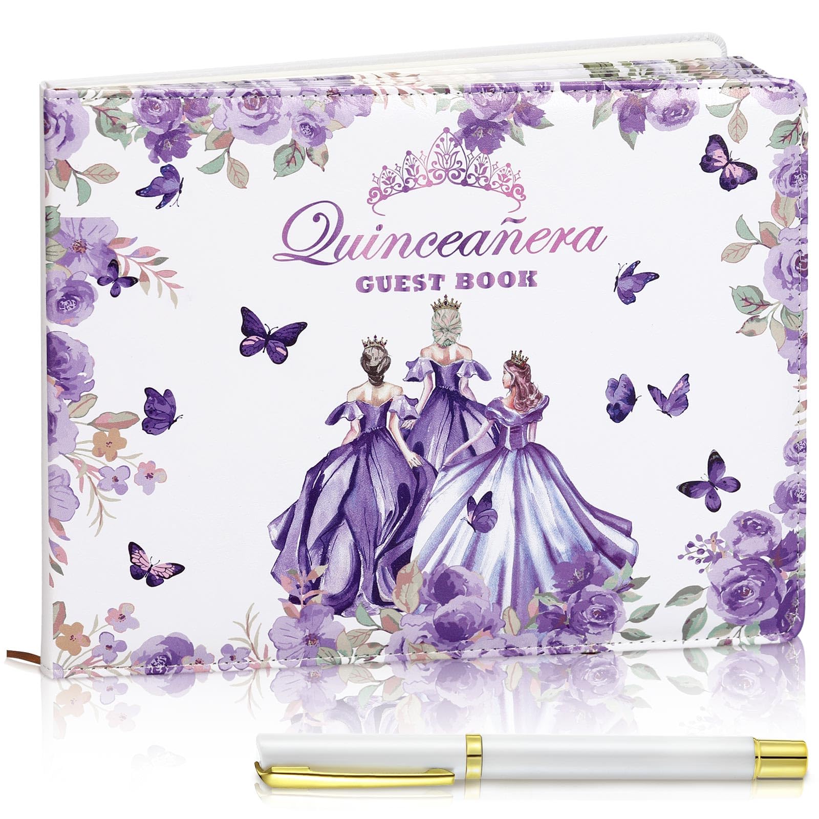 MotiMind Quinceanera Guest Book Libro De Firmas Para 15Anos Purple Princess