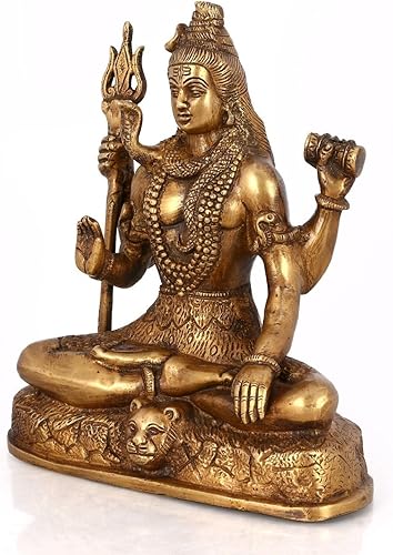 Miniatura 2 de Estatua de latón antiguo de Shiva, esculturaestatuilla de bendición de Shiva, ídolos grandes para decoración del hogar y regalos