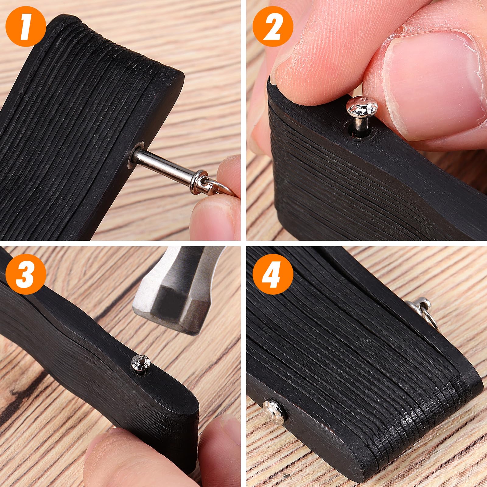 Struttura Rivetti in Inossidabile Argento per Ventaglio Kit Pratico e Leggero per Riparazione di Ventagli Pieghevoli, 5 Set