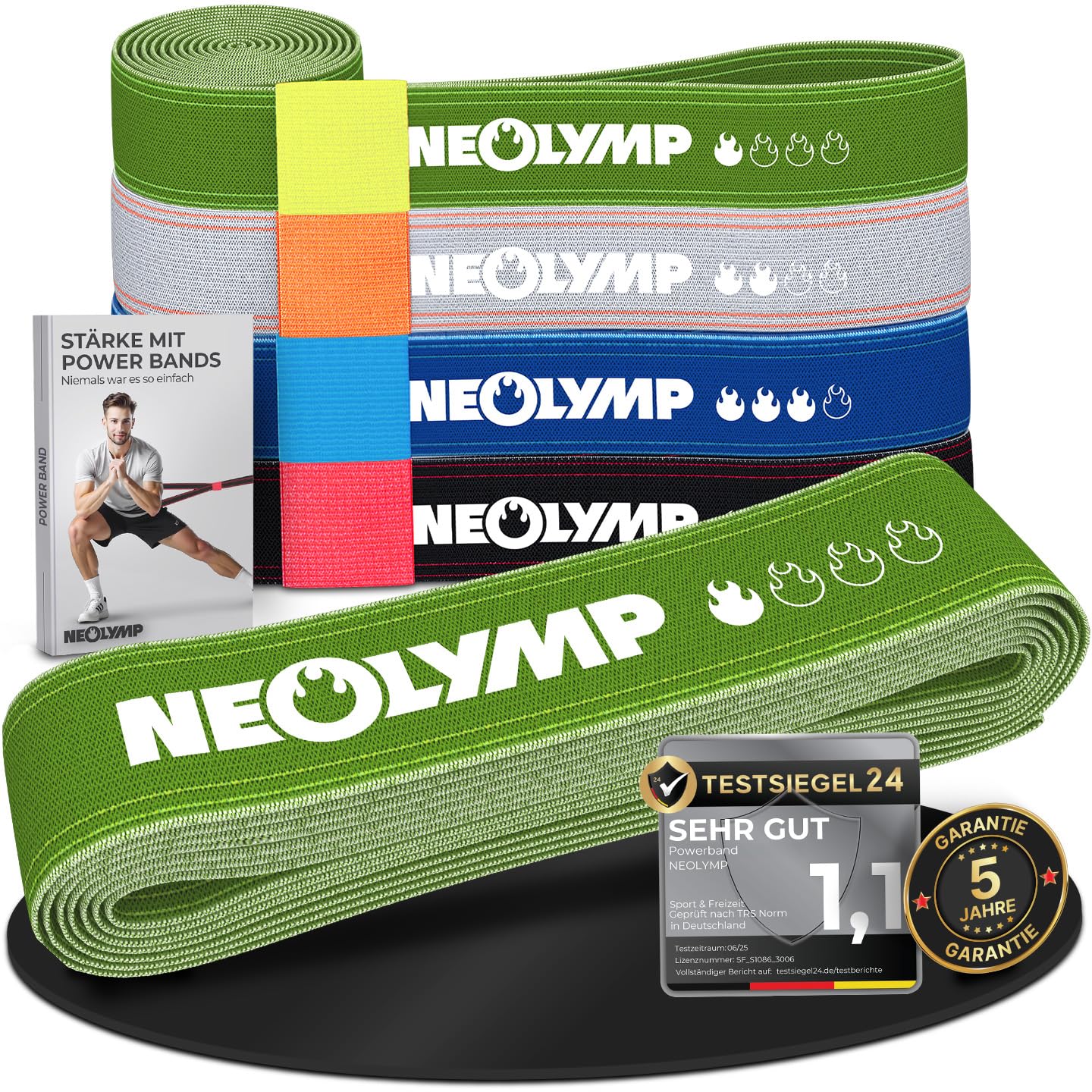 NEOLYMP Trainingsbänder Gymnastikband Stoff für vielseitiges Training – Widerstandsband mit Verstellschnalle