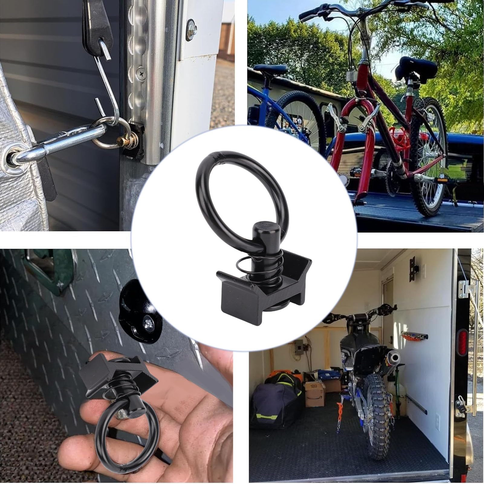 Fabater 12 Paquete L de Pista de Seguimiento único con Anillo Redondo, L Atar la Pista o Anillo para la Cama de Camión, Accesorios de Pista L, Capacidad de 4000 Libras, Negro