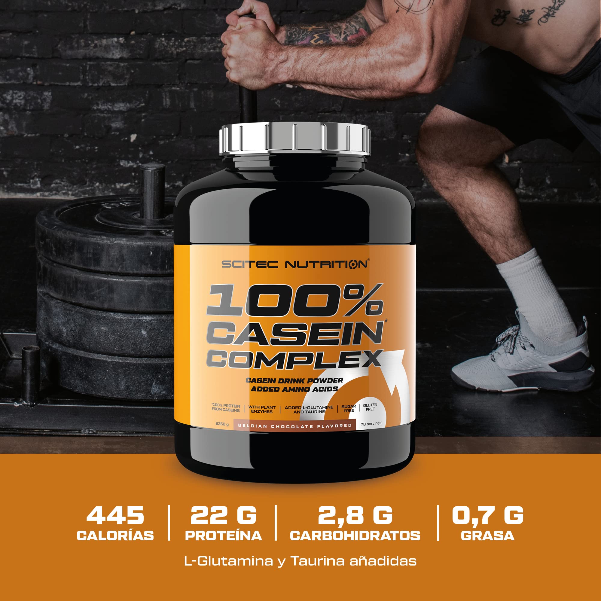 Scitec Nutrition 100% Casein Complex - Complejo de Caseína a base de Caseína Micelar - con L-Glutamina, Taurina y Enzimas Vegetales, 2,35 kg, Vainilla | Con caseinato de calcio y L-glutamina - Con enzimas vegetales añadidas - Azúcar, sin gluten - 2,35 kg,