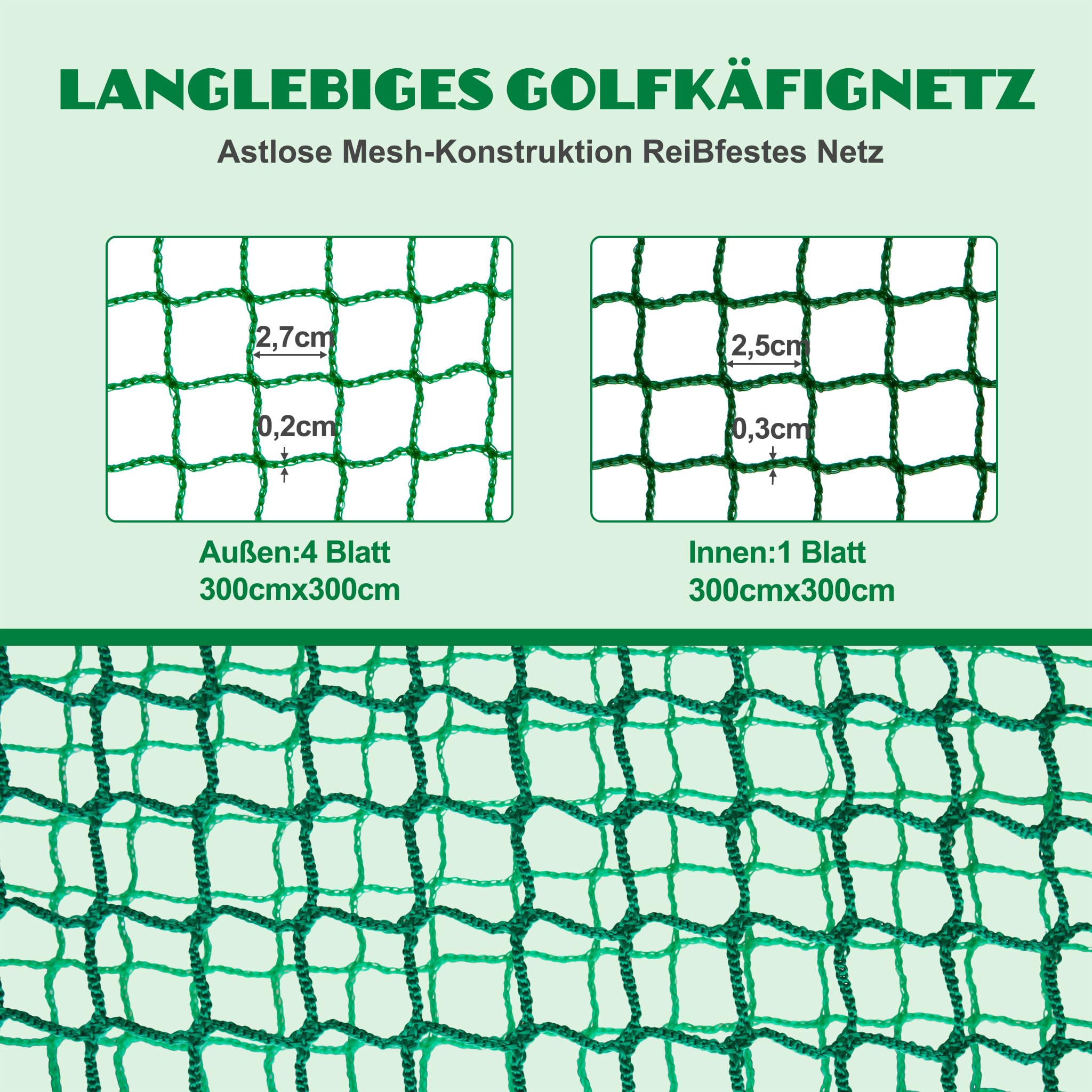 Thanaddo Golfkäfignetz 3m Freistehend Übungskäfignetz, Golfnetz Übunskäfig mit Ziel-Tuch und Übungsmattte