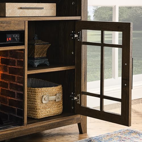 ESPIDOO 55 Inch TV Stand with Electric Fireplace: Rustic Reclaimed Barnwood Media Console with Infrared Quartz Heater & Storage - Home Office Entertainment Center for Remote Workers in Cold Climate Re - Image 9