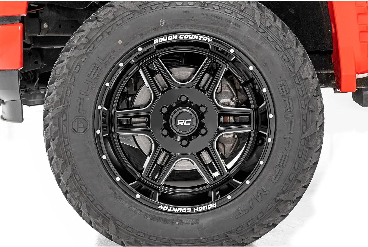 Rough Country 92 Series Wheel - 18x9, 5x5 Bolt Pattern, +0mm Offset, Single-Piece Aluminum, Gloss Black with Milled Accents