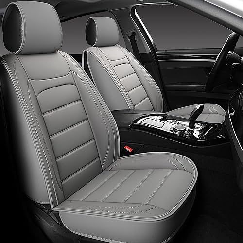 Sanwom Fundas de cuero para asiento de automóvil, 2 piezas delanteras, fundas universales para asiento de vehículo, fundas impermeables para asiento