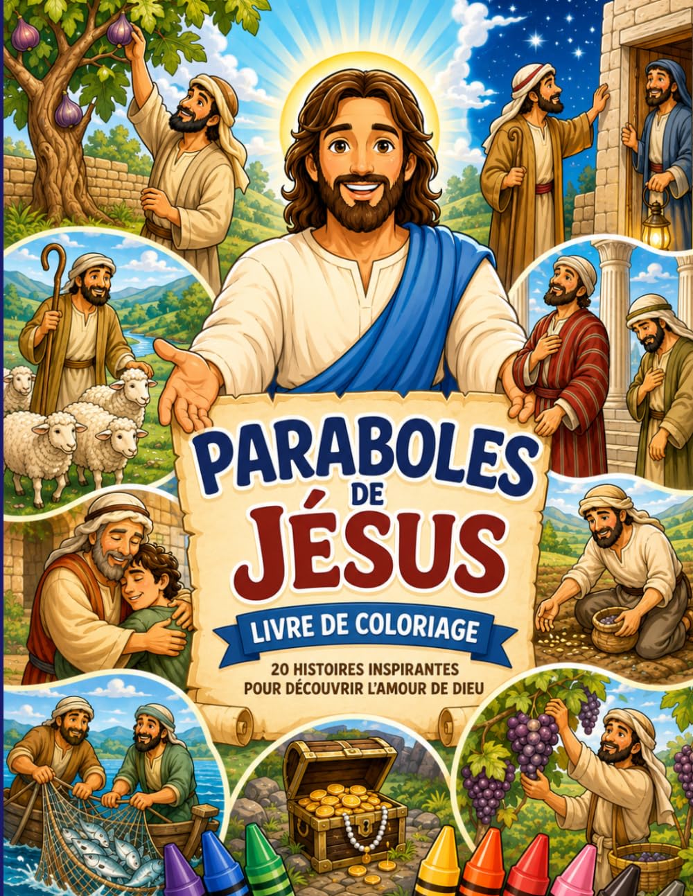 Les Paraboles de Jésus à Colorier: 20 histoires pleines de sagesse à découvrir, lire et colorier