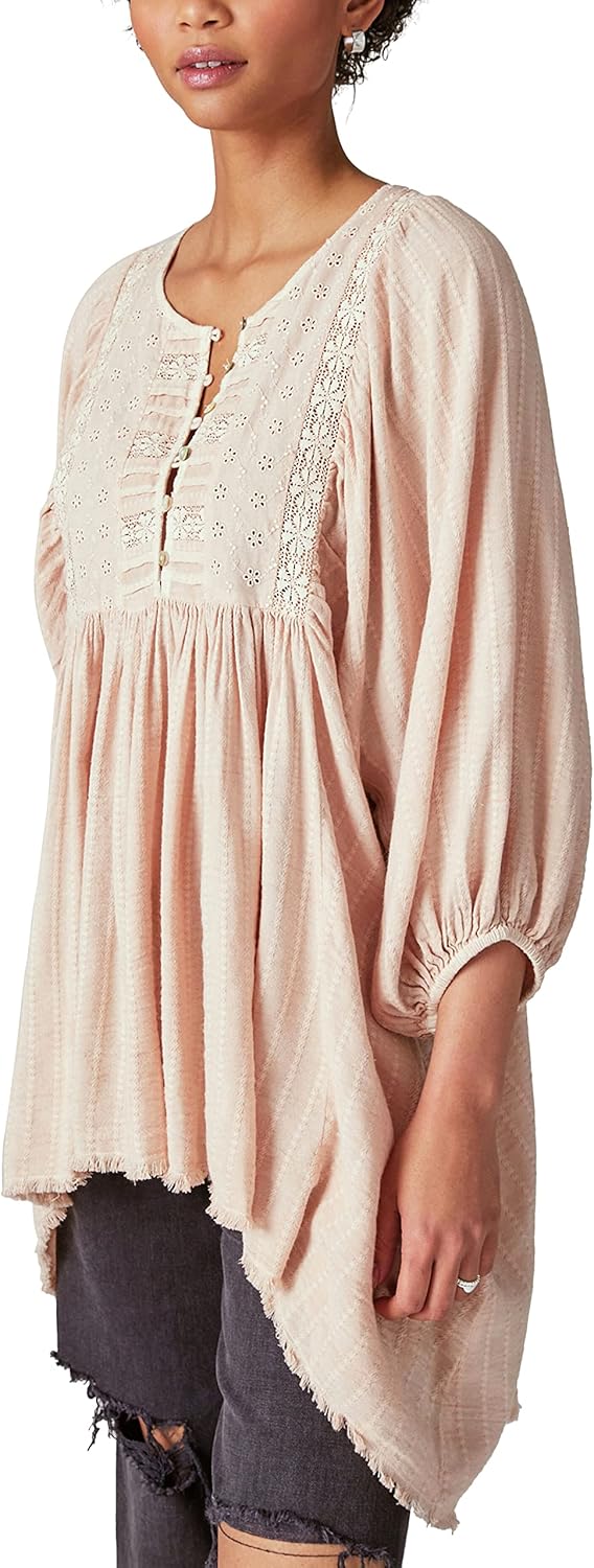 Lucky Brand womens Lace Yoke Tunic - Image 2