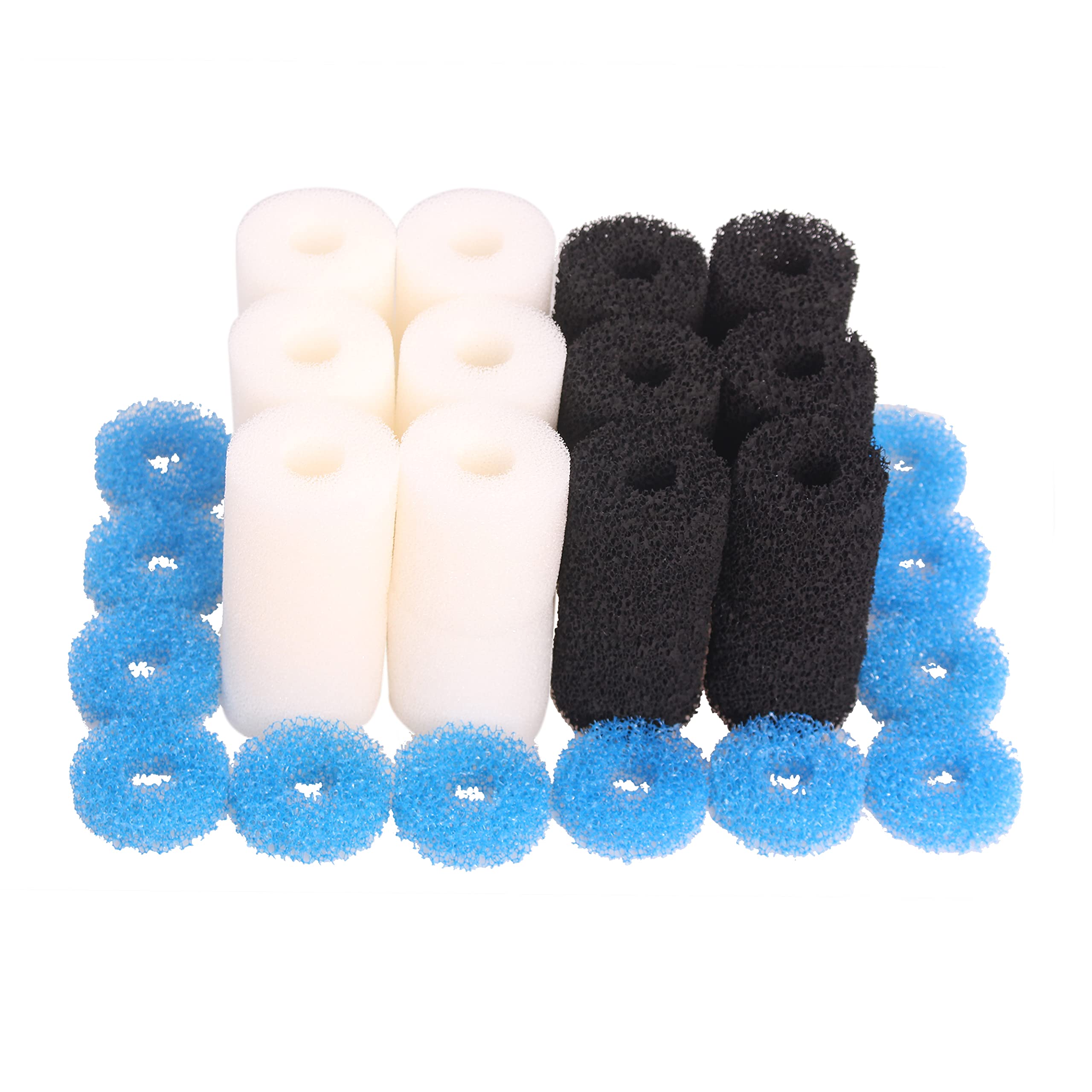 Compatible Pack de Valeur pour Eheim Aquaball 2208/2210/2212 60/130/180 (12x Charbon Actif, 12x Beige Cartouche Filtrante, 12x Bleu Mousse)