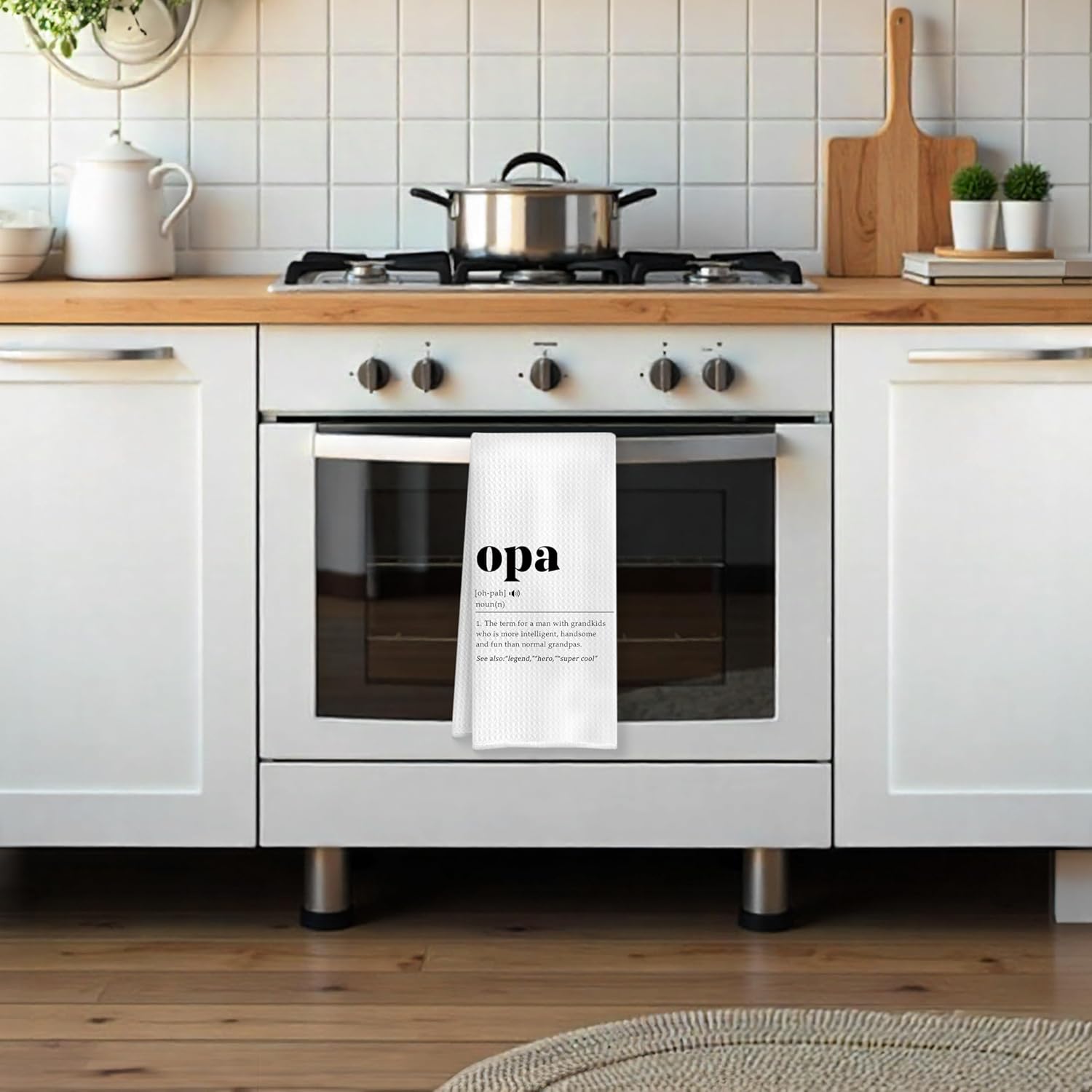 Opa Grandpa Gifts Kitchen Towels, Grandfather Gifts from Grandkids Dish Tea Towels, Grandpa Gift for Birthday Christmas Decorative Hand Towel for Bathroom Kitchen, 16x24 Inch - Image 3