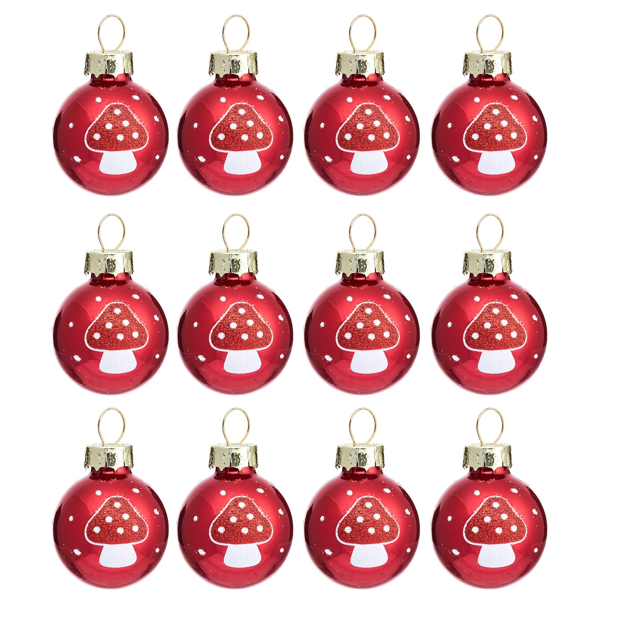 Sass & Belle Multi-Colored, Including Red Mini Mushroom Baubles - Set Of 12