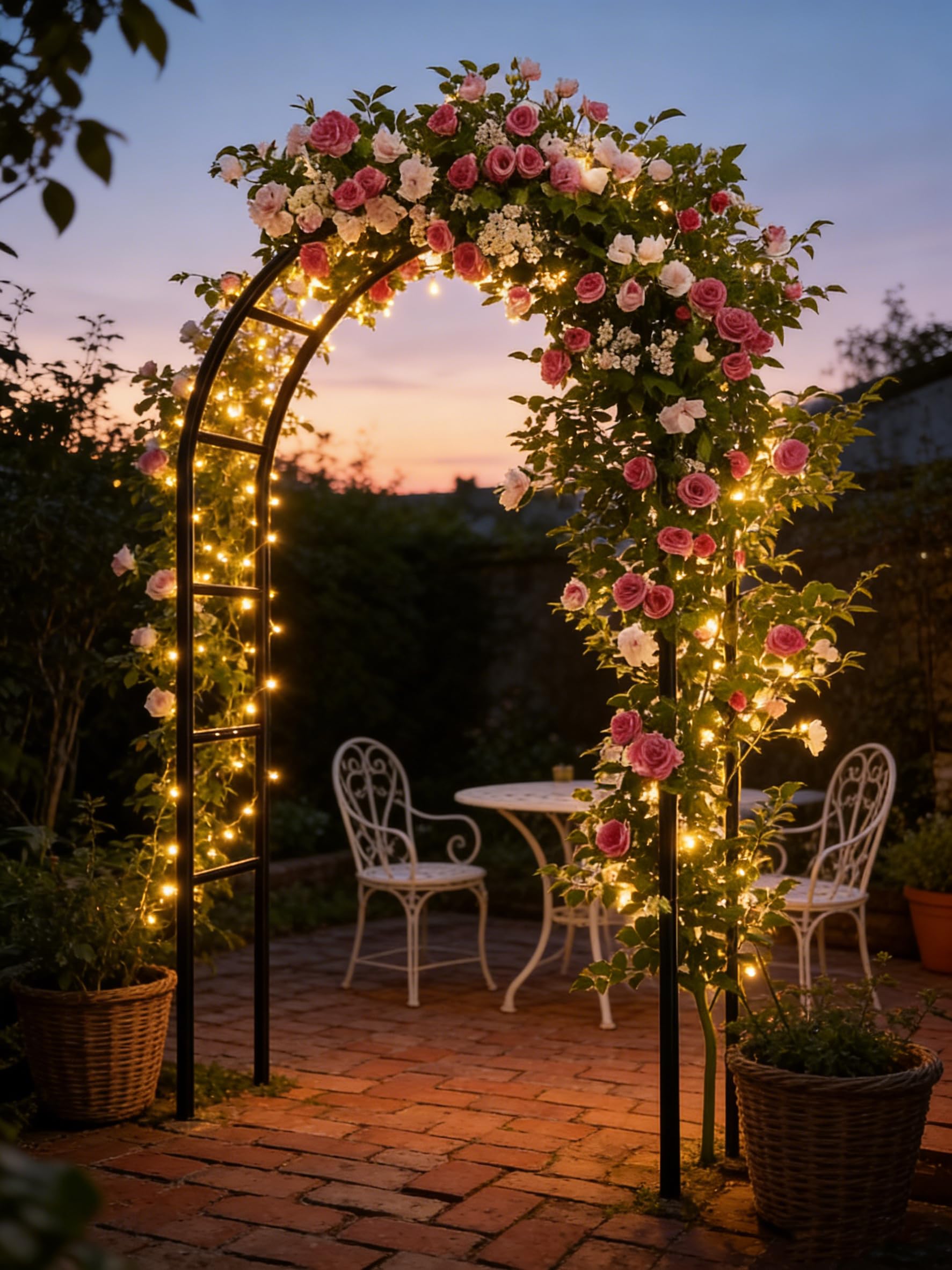 Black Garden Arch Trellis - Climbing Plant Support -7