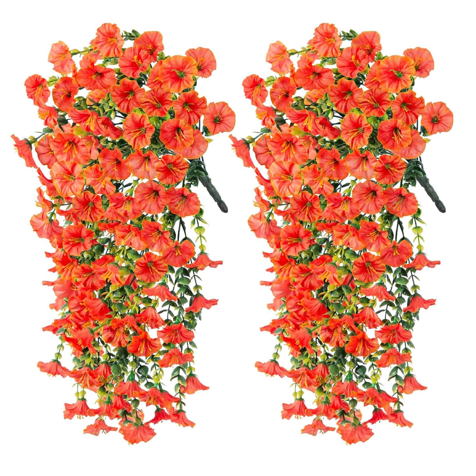 matumou 2 Pcs Artificial Hanging Petunia Flowers UV Resistant Faux Flowers Reusable Simulated Petunias for Outdoors Festive Wedding Party