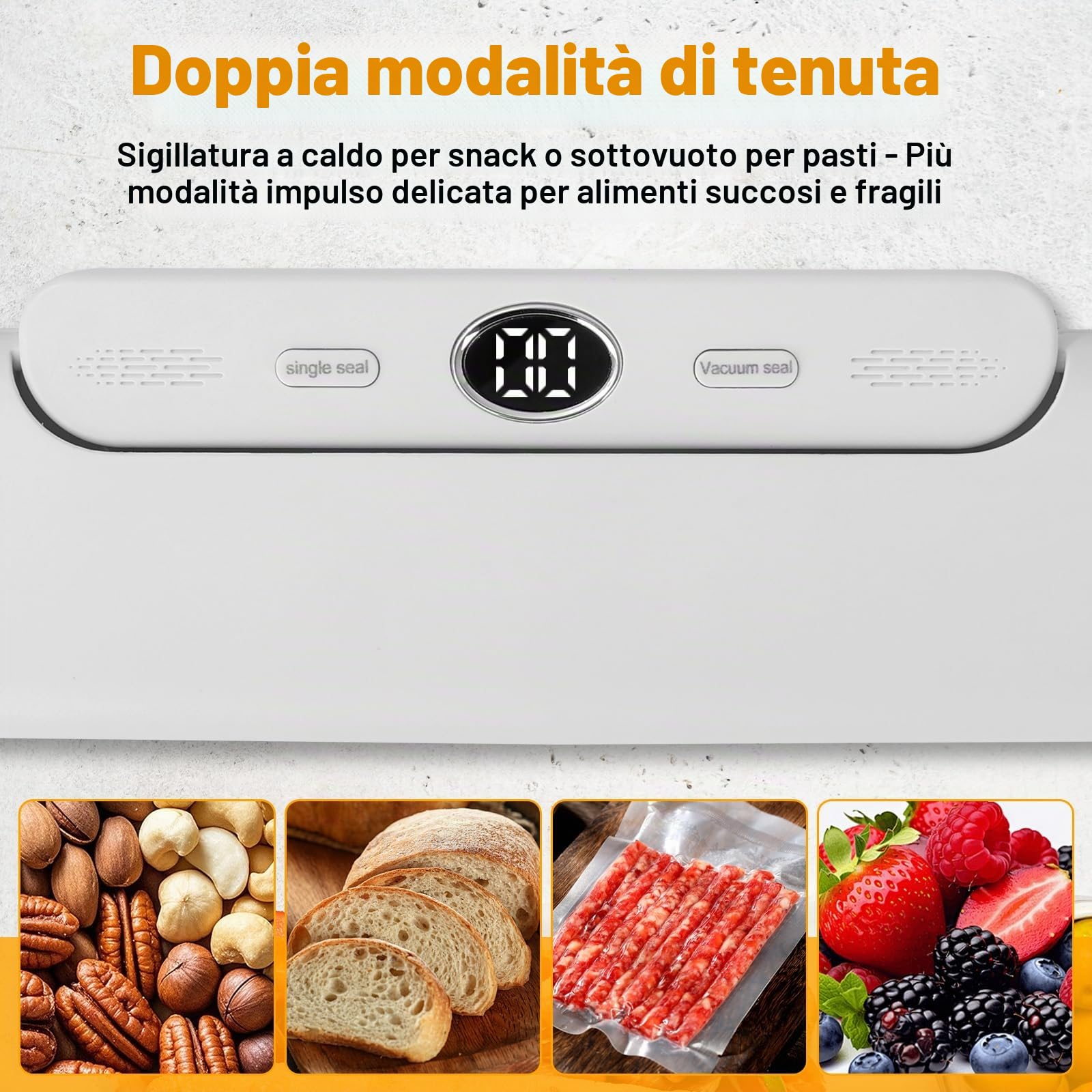 Macchina Sottovuoto per Alimenti con 30 Sacchetti, Bianco