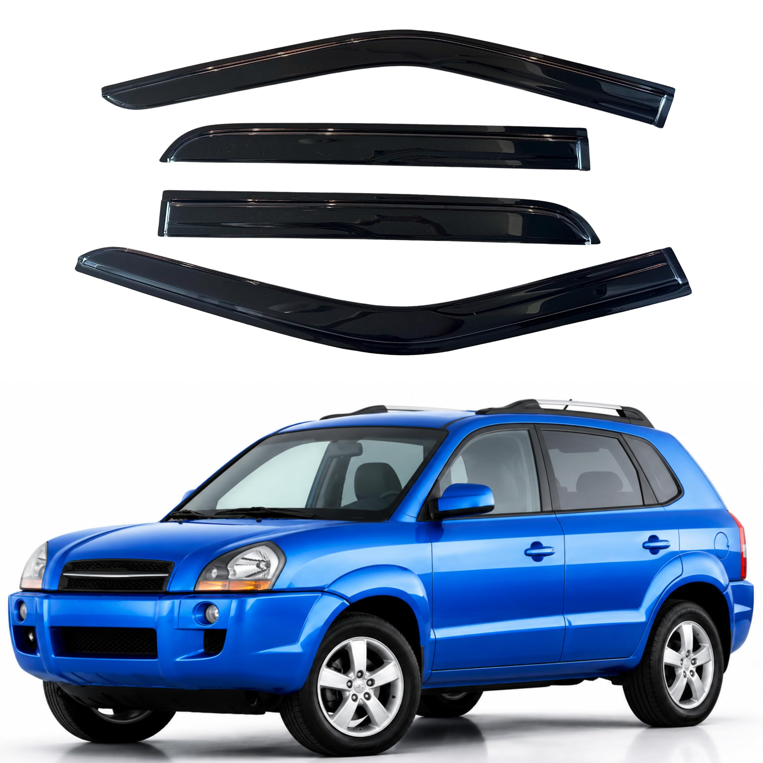 IG Window Visors Fit for 2010-2015 Hyundai Tucson, Out-Channel Rain Guards Vent Wind Deflectors 4PC, Car Accessories for 10-15 Tucson