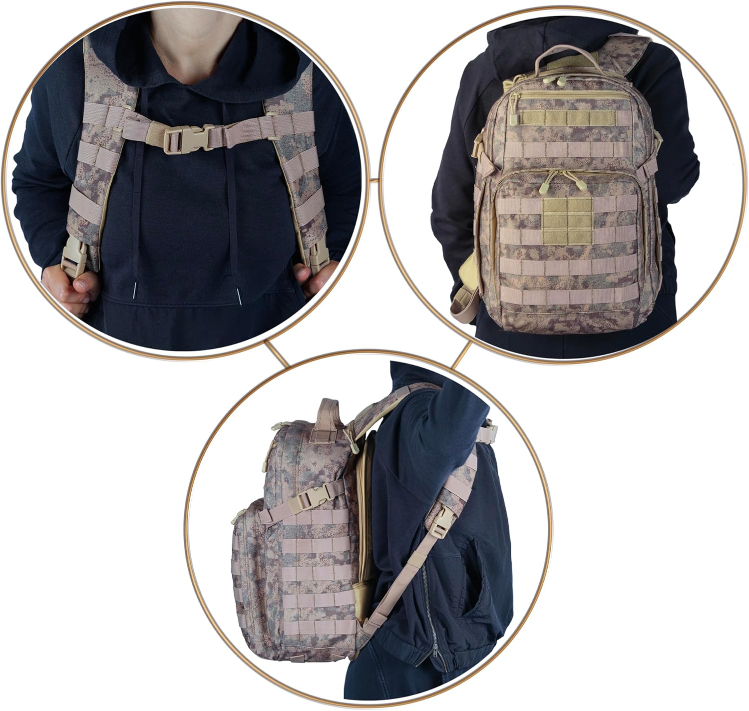Tactical Military Camo Backpack 40L – Army Molle Assault Pack with Hydration Compartment, Multiple Pockets, Heavy Duty Bug Out Bag for Hiking, Camping, Survival, Outdoor Gear