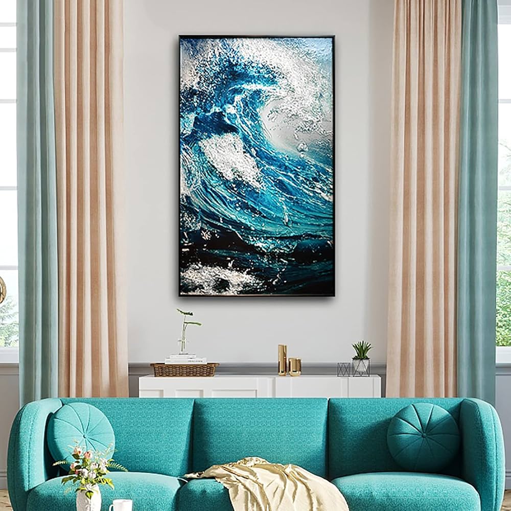 Amazon.co.jp: 3D立体装飾絵画、波模様の黒いアルミニウム