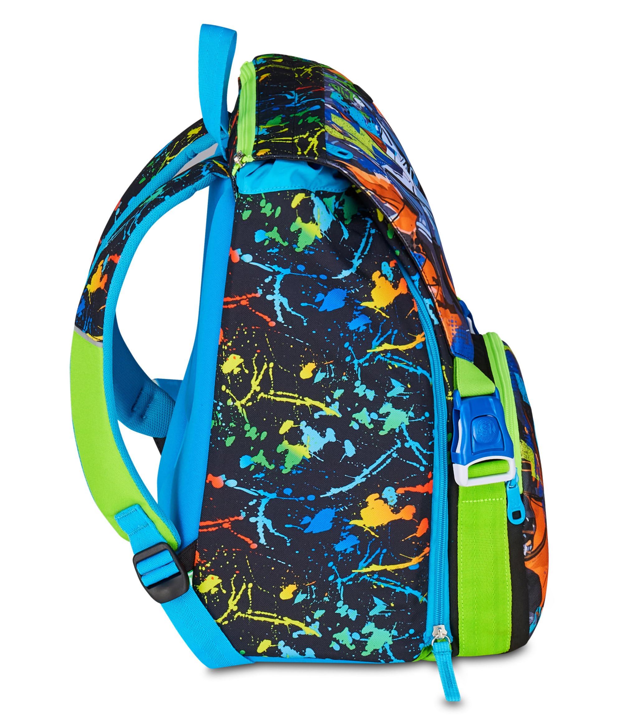 SJ GANG STYLE JAM GANG Zaino Scuola Estensibile Big LED LOOK, Nero, Zaino con Divisorio Interno, Tasca Superiore con Occhi LED, Tasca per Borraccia, 24 L, Zaino Scuola Elementare, Bambino