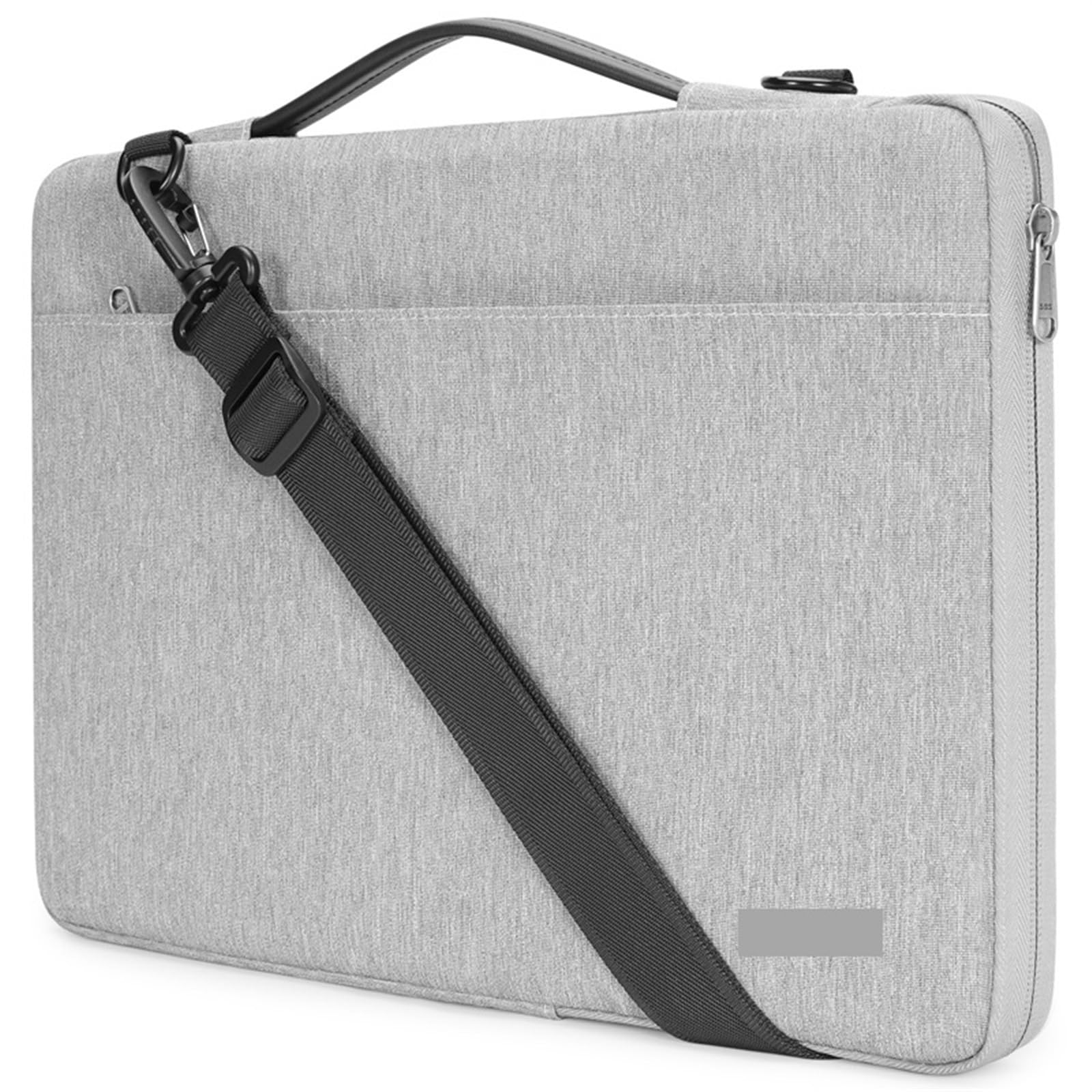Sacoche ordinateur portable 14 pouces grise imperméable avec bandoulière