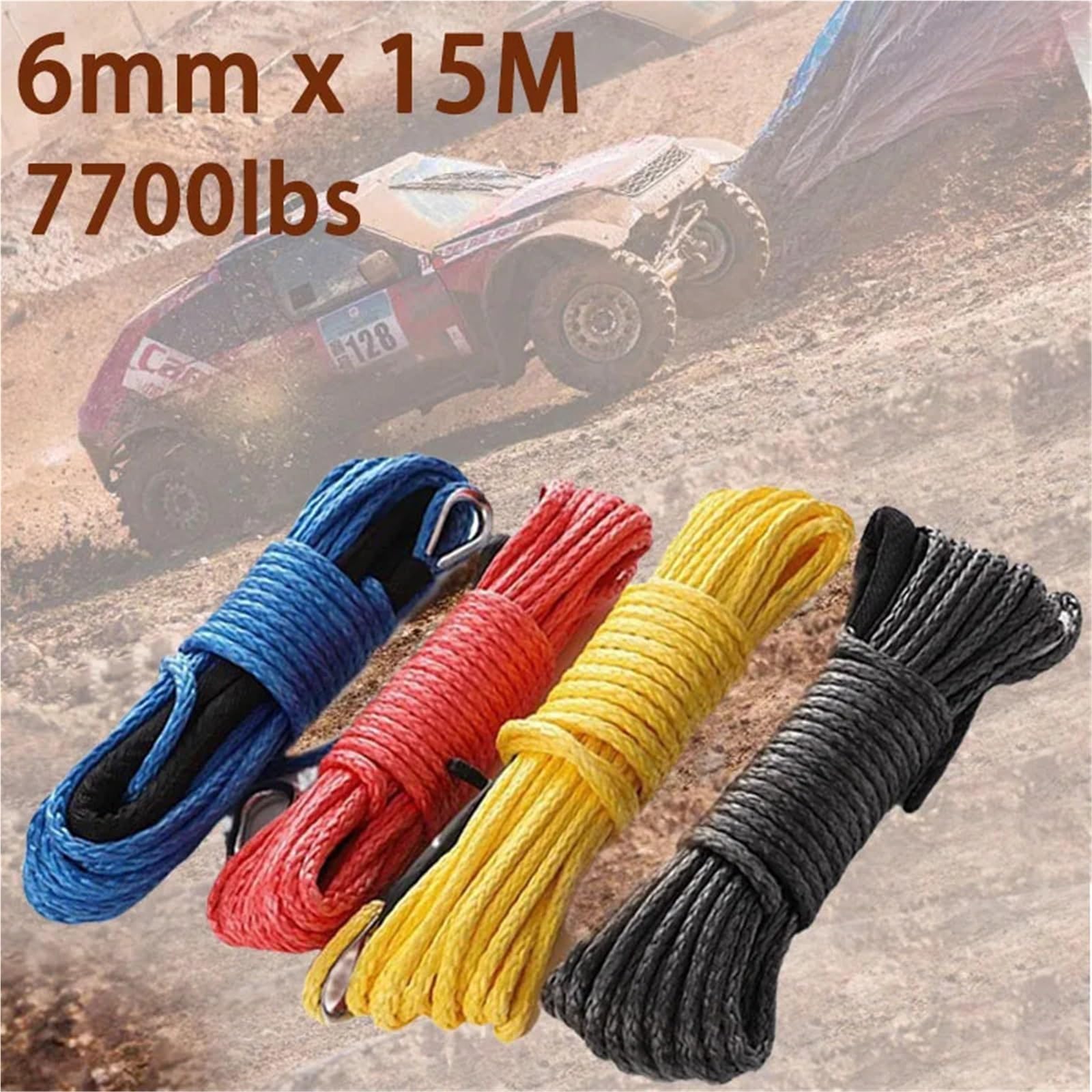 Festmacherleine, 1/4''x50' Lkw Boot Notfall Ersatz Auto Outdoor Zubehör Synthetische Winde Seil Kabel ATV UTV 7700lbs Abschleppseil(Blue)